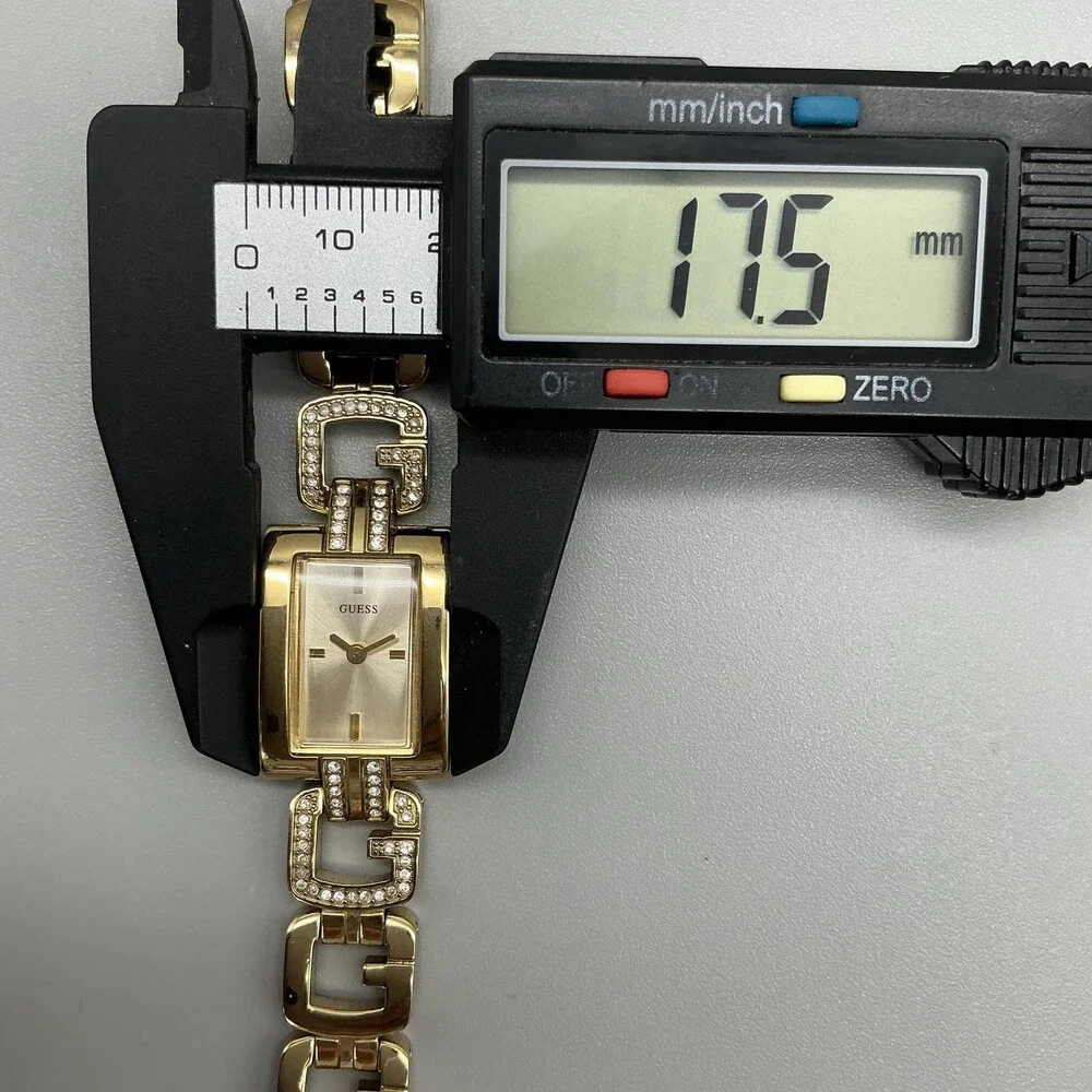 Guess L10644L1 Womens Watch 18mm Gold Tone Logo G Band New Battery 7.5